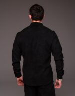 Мужская Базовая Черная Рубашка Вельвет на Пуговицах