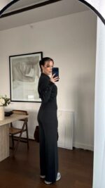 Женский Базовый Трикотажный Графитовый Костюм - Кофта Поло + Свободные Штаны