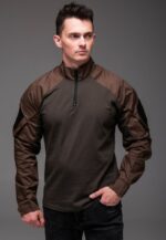 Мужская Тактическая Кофта Хаки под Горло с Коротким Замком и Накладными Карманами на Рукавах