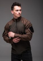 Мужская Тактическая Кофта Хаки под Горло с Коротким Замком и Накладными Карманами на Рукавах