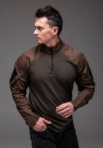 Мужская Тактическая Кофта Хаки под Горло с Коротким Замком и Накладными Карманами на Рукавах