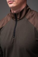 Мужская Тактическая Кофта Хаки под Горло с Коротким Замком и Накладными Карманами на Рукавах