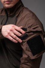 Мужская Тактическая Кофта Хаки под Горло с Коротким Замком и Накладными Карманами на Рукавах