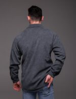 Мужская Базовая Графитовая Вельветовая Рубашка Оверсайз с Накладными Карманами