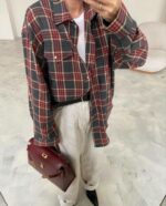 Женская Клетчатая Графитовая Рубашка - Объемная Оверсайз