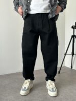 Мужские Широкие Черные Джинсы Balloon - Плотные Джинсовые Штаны Баллоны