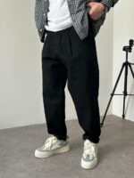 Мужские Широкие Черные Джинсы Balloon - Плотные Джинсовые Штаны Баллоны