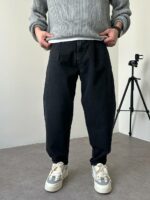 Мужские Широкие Антрацитовые Джинсы Balloon - Плотные Джинсовые Штаны Баллоны