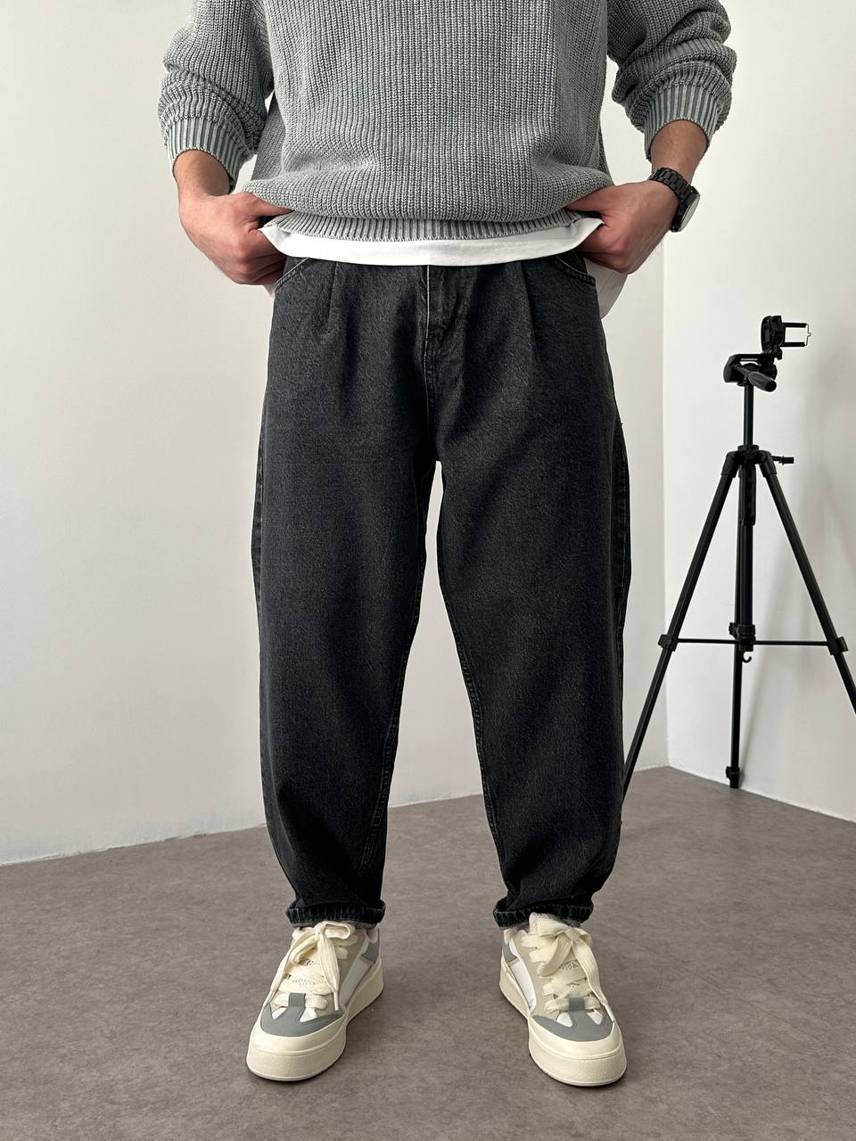 photo_2026-01-13_12-19-07 Мужские Широкие Графитовые Джинсы Balloon - Плотные Джинсовые Штаны Баллоны