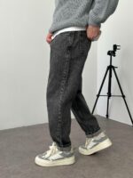 Мужские Широкие Темно-Серые Джинсы Balloon - Плотные Джинсовые Штаны Баллоны