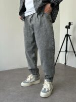 Мужские Широкие Темно-Серые Джинсы Balloon - Плотные Джинсовые Штаны Баллоны