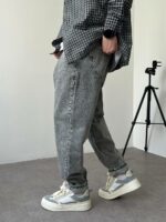 Мужские Широкие Серые Джинсы Balloon - Плотные Джинсовые Штаны Баллоны