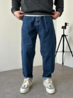 Мужские Широкие Темно-Синие Джинсы Balloon - Плотные Джинсовые Штаны Баллоны