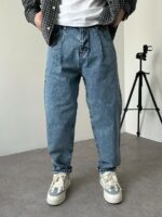 Мужские Широкие Голубые Джинсы Balloon - Плотные Джинсовые Штаны Баллоны
