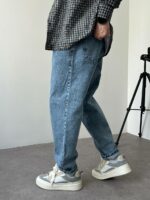 Мужские Широкие Голубые Джинсы Balloon - Плотные Джинсовые Штаны Баллоны