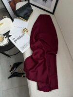 Женская Длинная Шелковая Бордовая Юбка с Резинкой в Поясе