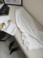 Женская Длинная Шелковая Белая Юбка с Резинкой в Поясе