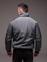 Мужская Демисезонная Серая Куртка под Горло с Прорезиненными Змейками