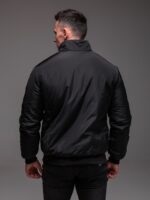 Мужская Демисезонная Черная Куртка под Горло с Прорезиненными Змейками