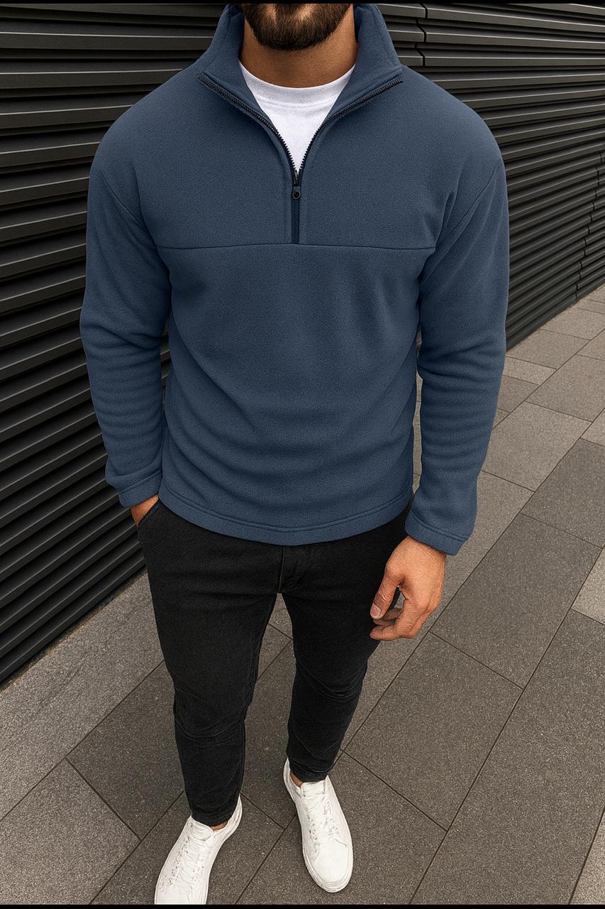 photo_2026-01-15_12-09-15 Мужская Теплая Флисовая Графитовая Кофта с Высоким Горлом на Замке