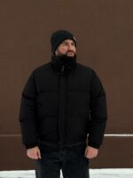 Мужская Черная Дутая Куртка на Зиму - Теплая с Высокой Горловиной