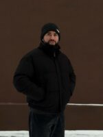 Мужская Черная Дутая Куртка на Зиму - Теплая с Высокой Горловиной