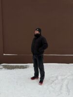 Мужская Черная Дутая Куртка на Зиму - Теплая с Высокой Горловиной