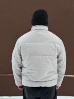 Мужская Серая Дутая Куртка на Зиму - Теплая с Высокой Горловиной