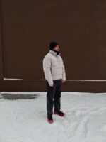 Мужская Серая Дутая Куртка на Зиму - Теплая с Высокой Горловиной