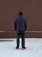 Мужская Графитовая Дутая Куртка на Зиму - Теплая с Высокой Горловиной