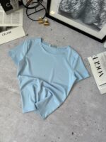 Женская Базовая Голубая Футболка с Короткими Рукавами