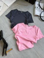 Женская Базовая Графитовая Футболка с Короткими Рукавами