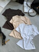 Женская Базовая Коричневая Футболка с Короткими Рукавами