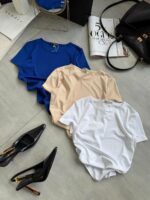 Женская Базовая Синяя Футболка с Короткими Рукавами