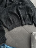 Мужской Хлопковый Черный Рваный Свитер Варенка