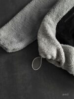 Мужская Плюшевая Серая Кофта Барашек на Молнии с Капюшоном и Вставкой из Плащевки