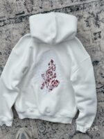 Мужское Белое Худи Трехнитка Свободного Кроя с Вышивкой Девушки