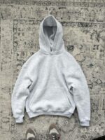 Мужское Худи Серое Меланж Трехнитка Свободного Кроя с Вышивкой Девушки