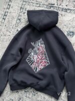 Мужское Графитовое Худи Трехнитка Свободного Кроя с Вышивкой Девушки