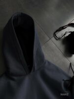 Мужской Графитовый Спортивный Костюм Худи Штаны с Вышитой Надписью - Утепленный на Флисе