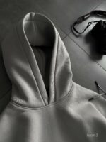 Мужской Серый Спортивный Костюм Худи Штаны с Вышитой Надписью - Утепленный на Флисе