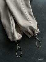 Мужской Бежевый Спортивный Костюм Худи Штаны с Вышитой Надписью - Утепленный на Флисе