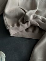 Мужской Бежевый Спортивный Костюм Худи Штаны с Вышитой Надписью - Утепленный на Флисе