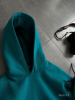 Мужской Зеленый Спортивный Костюм Худи Штаны с Вышитой Надписью - Утепленный на Флисе