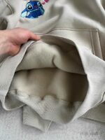 Женское Бежевое Худи Оверсайз с Вышивкой Стич - Утепленное на Флисе