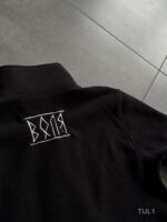 Мужская Теплая Флисовая Черная Кофта с Вышивкой - Флиска на Молнии с Высокой Горловиной