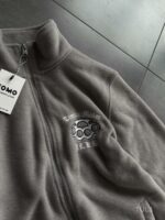 Мужская Теплая Флисовая Серая Кофта с Вышивкой - Флиска на Молнии с Высокой Горловиной