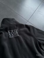 Мужская Теплая Флисовая Графитовая Кофта с Вышивкой - Флиска на Молнии с Высокой Горловиной