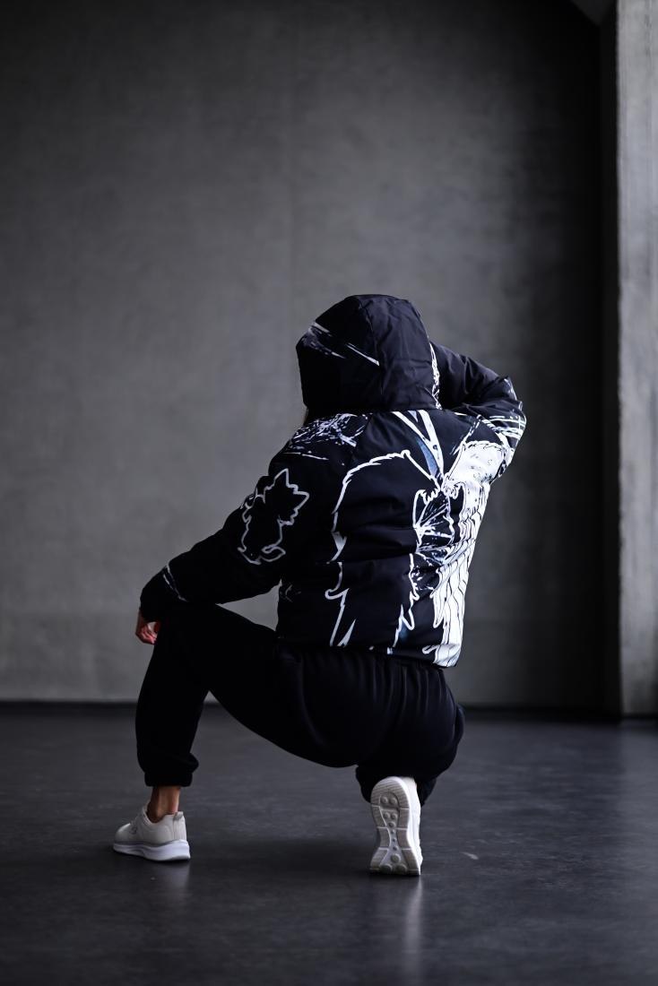 photo_2026-01-18_09-42-41 Женский Утепленный Принтованный Черный Анорак