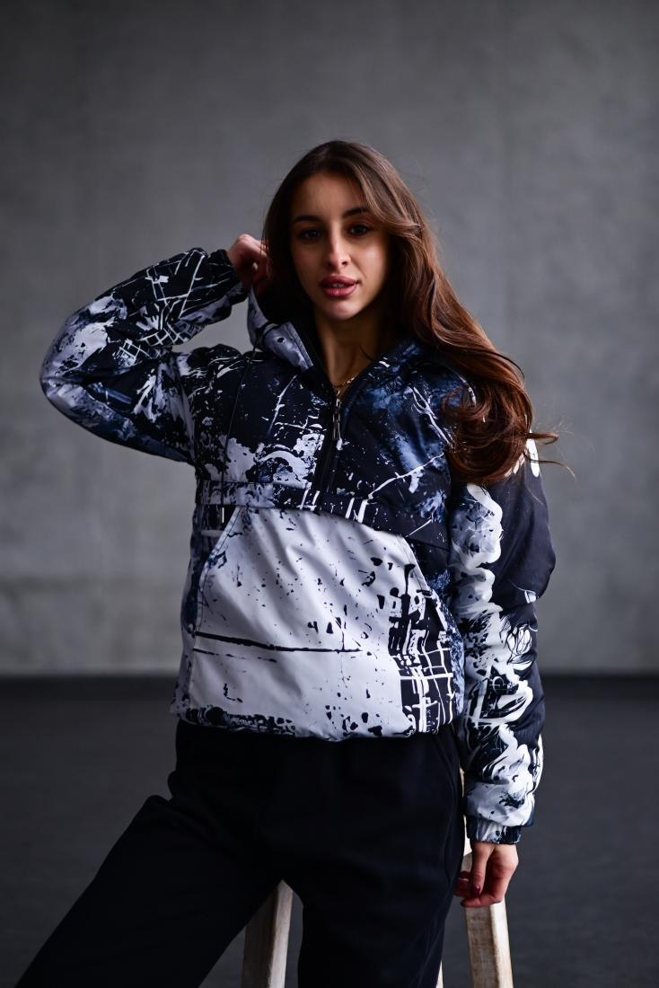 photo_2026-01-18_09-42-43 (2) Женский Утепленный Принтованный Черный Анорак